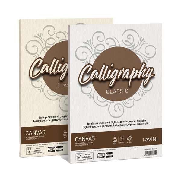 FAVINI - A690214 - Carta Calligraphy Canvas - A4 - 100 gr - bianco 01 - Favini - conf. 50 fogli