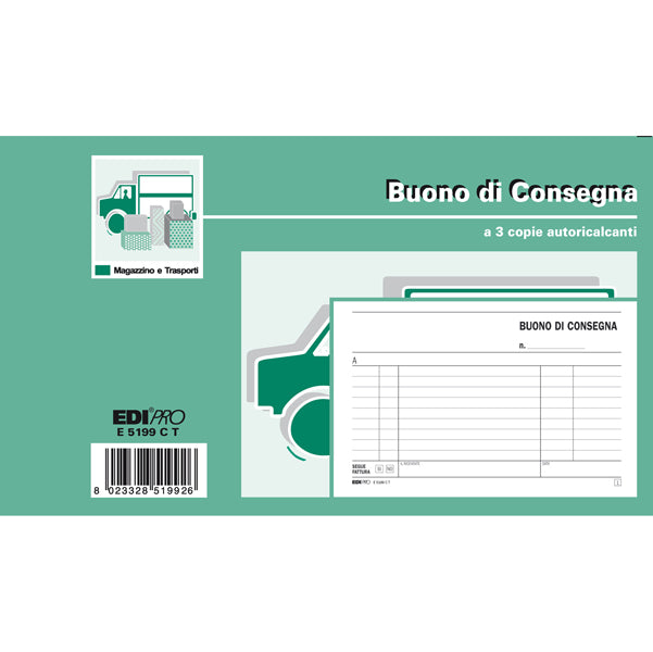 EDIPRO - E5199CT - Blocco buoni consegna - 33 fogli 3 copie autoricalcanti - 10 x 17cm - Edipro