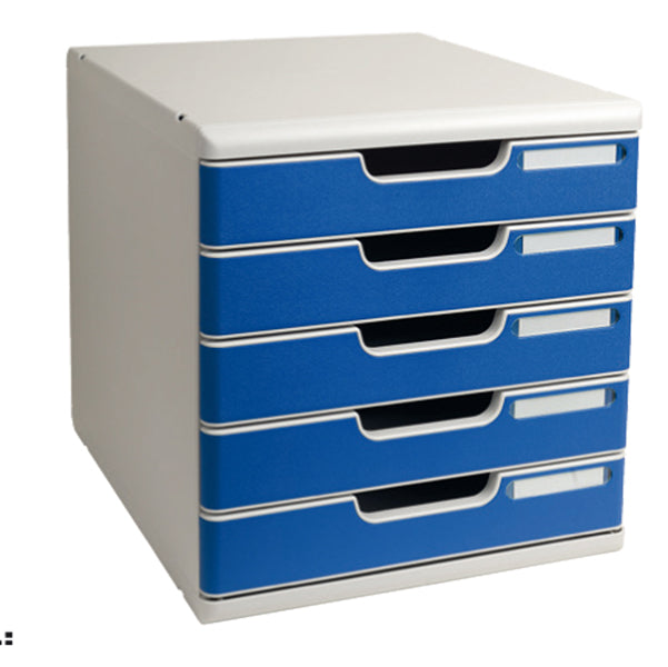 EXACOMPTA - 301003D - Cassettiera Modulo A4 - 28,8 x 32 x 35 cm - 5 cassetti - grigio-blu - Exacompta