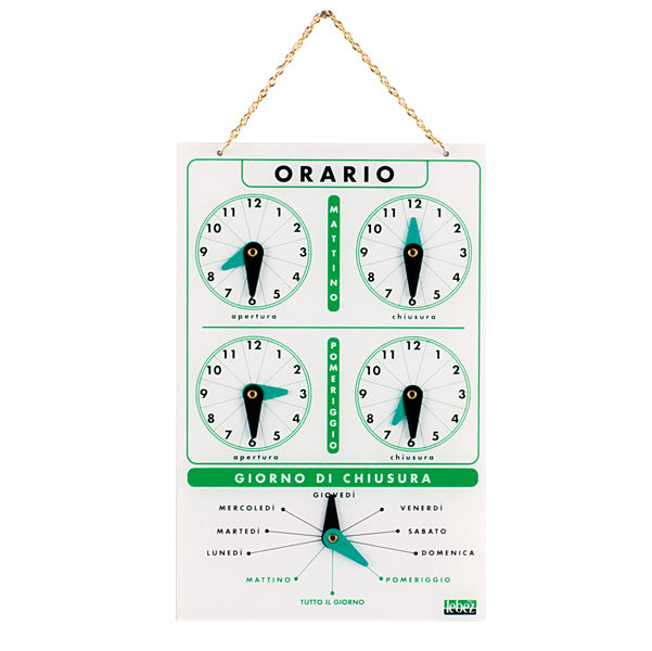 LEBEZ - 4506 - Cartello orario con catenella - acrilico - Lebez
