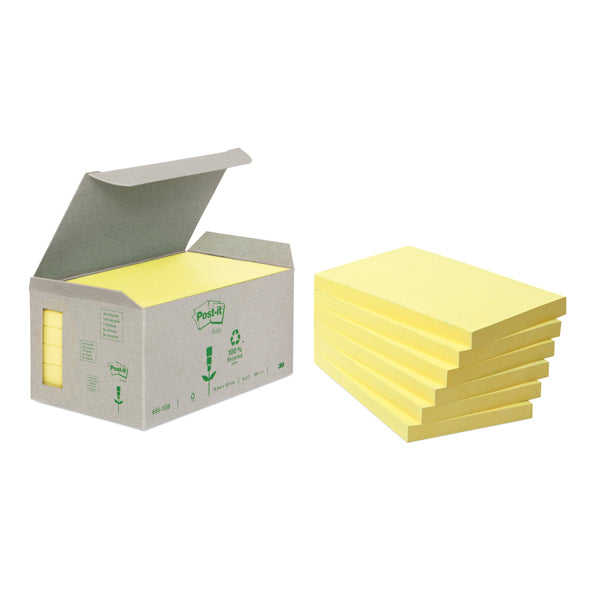 POST-IT - 7100172257 - Blocco Post it Z Notes Green - 655-1B - 76 x 127 mm - giallo - 100 fogli - riciclabile 100 - Post it