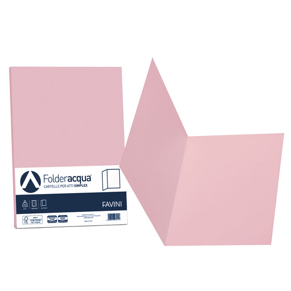 FAVINI - A50S664 - Cartelline semplici Acqua - 200 gr - 25x34 cm - rosa - Favini - conf. 50 pezzi