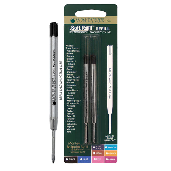 MONTEVERDE - J221303 - Refill per sfera Parker - punta media - blu - Monteverde - conf. 2 pezzi