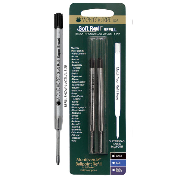 MONTEVERDE - J221503 - Refill per sfera Parker - punta large - blu - Monteverde - conf. 2 pezzi