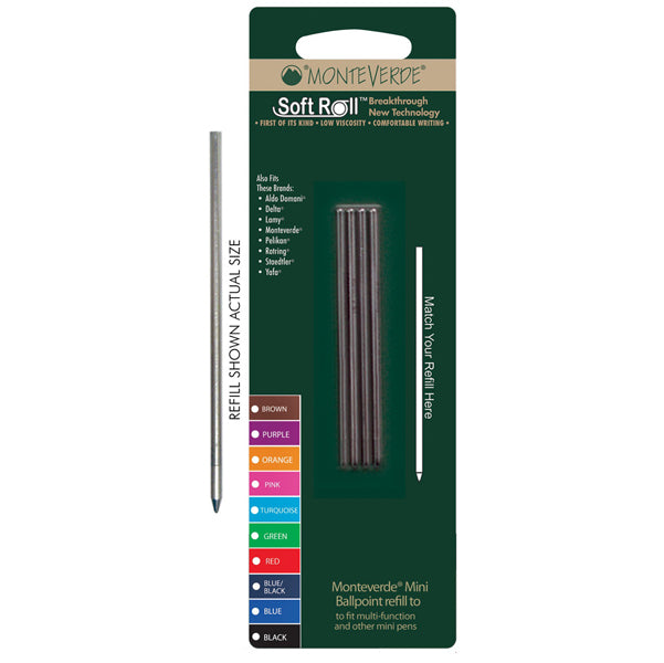 MONTEVERDE - J220301 - Minirefill per sfera multifunzione - punta media - nero - Monteverde - conf. 4 pezzi