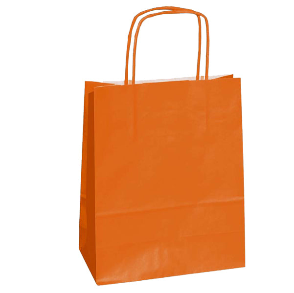 Mainetti Bags - 037306 - Shopper Twisted - maniglie cordino - 22 x 10 x 29 cm - carta kraft - arancio - Mainetti Bags - conf. 25 pezzi