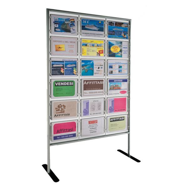 TECNOSTYL - MPA-186H - Porta avvisi Menpa da terra - 18 display A4 orizzontali - Tecnostyl
