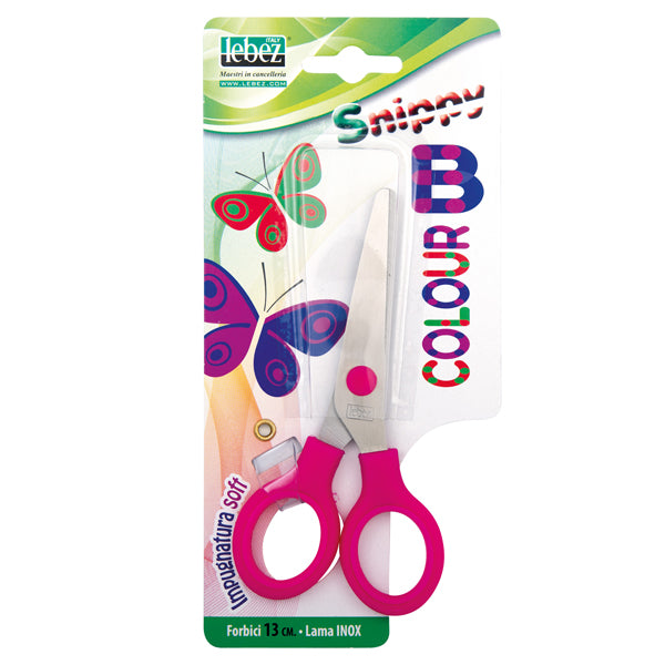 LEBEZ - 4512 - Forbici Snippy Soft - impugnatura plastica morbida - punta tonda - lama in acciaio - 13 cm - colori assortiti - Lebez