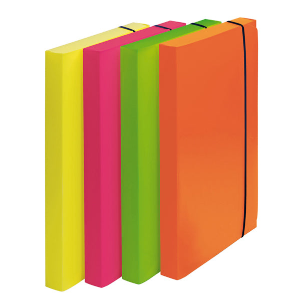 FELLOWES - 1028101 - Cartella progetto Shocking File - con elastico - 24x35 cm - colori fluo assortiti - Fellowes