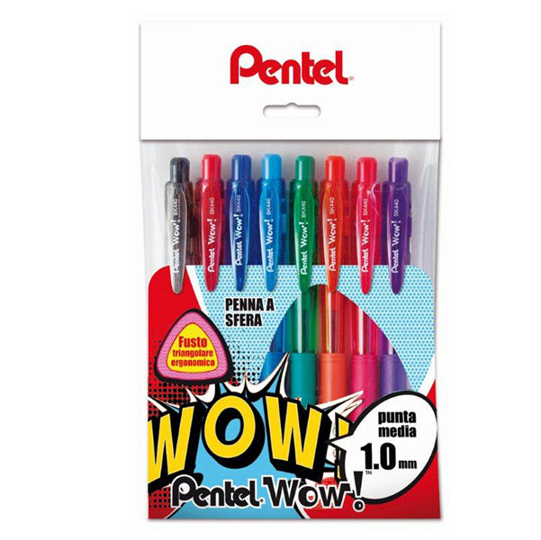 PENTEL - 0X18015 - Penna a sfera a scatto Feel It - punta 1,0mm - 8 colori - Pentel - astuccio 8 penne