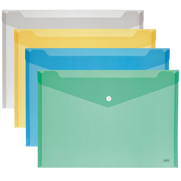LEBEZ - 80196 - Busta con bottone - formato orizzontale - 15,5x11,5 cm - colori assortiti - Lebez