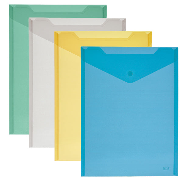 LEBEZ - 80197 - Busta con bottone - formato verticale - 23,5x32 cm - colori assortiti - Lebez