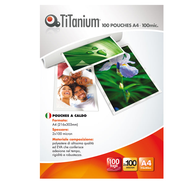 TITANIUM - PP500-02T - Pouches - A4 - 216x303 mm - 2x100 micron - Titanium - conf. 100 pezzi