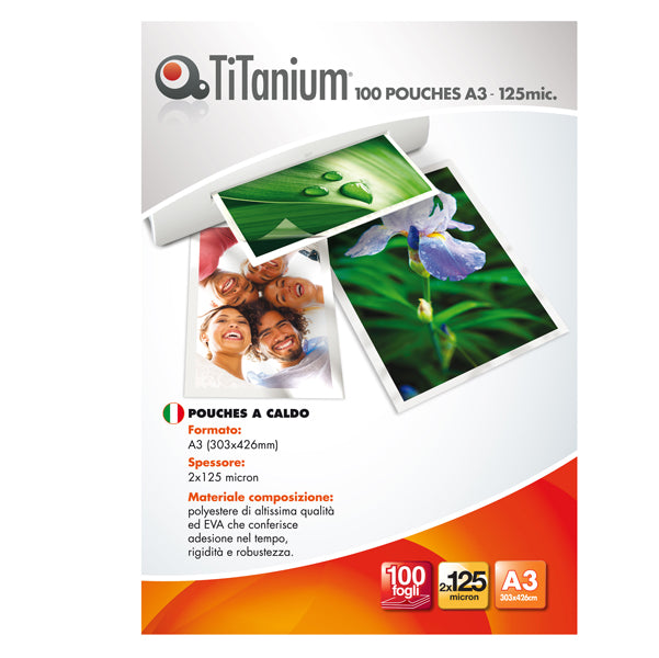 TITANIUM - PP525-01T - Pouches - A3 - 303x426 mm - 2x125 micron - Titanium - conf. 100 pezzi