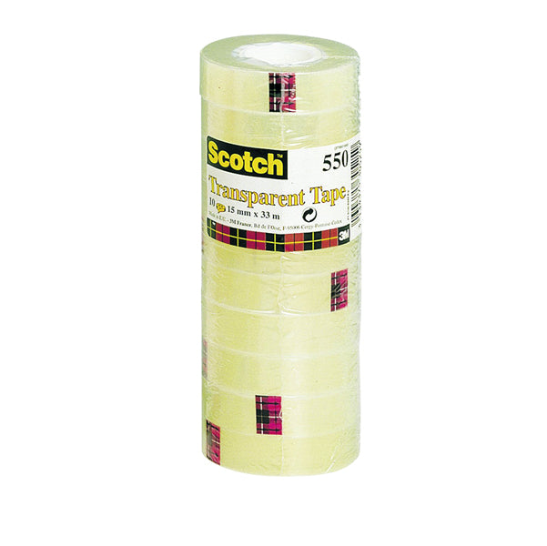 SCOTCH - 7100029315 - Nastro adesivo 550 - 1,9 cm x 33 m - trasparente - Scotch - torre 8 rotoli