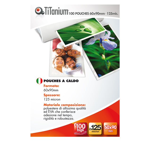 TITANIUM - PP525-08T - Pouches - business card - 60x90 mm - 2x125 micron - Titanium - conf. 100 pezzi