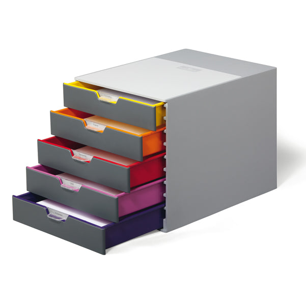 DURABLE - 7605-27 - Cassettiera Varicolor - 28 x 35,6 x 29,2 cm - 5 cassetti - Durable