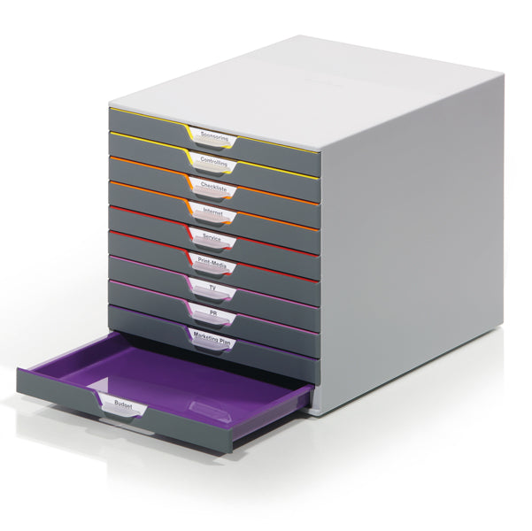 DURABLE - 7610-27 - Cassettiera Varicolor - 28 x 35,6 x 29,2 cm - 10 cassetti - Durable