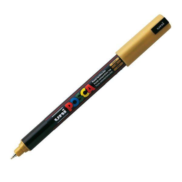 UNI MITSUBISHI - M PC1MR ORO - Marcatore a base d'acqua Uni Posca Pen PC1M - punta extra fine 0,7mm - oro - Uni Mitsubishi