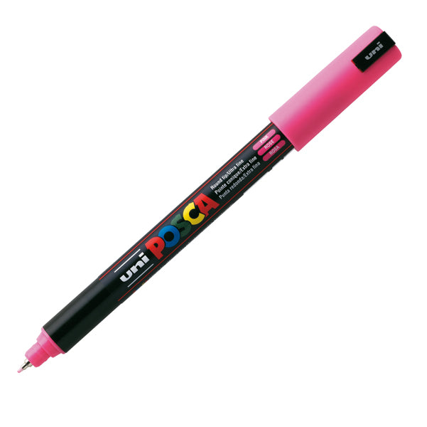 UNI MITSUBISHI - M PC1MR RA - Marcatore a base d'acqua Uni Posca Pen PC1M - punta extra fine 0,7mm - rosa - Uni Mitsubishi