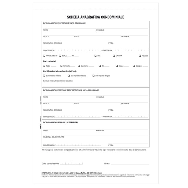 EDIPRO - E9090 - Modello richiesta dati anagrafici proprietario-affittuario - 2 copie - A4 - 29 x 21cm - Edipro
