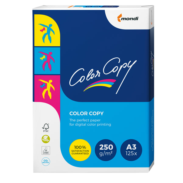 MONDI - 6372 - Carta Color Copy - A3 - 250 gr - bianco - Mondi - conf. 125 fogli