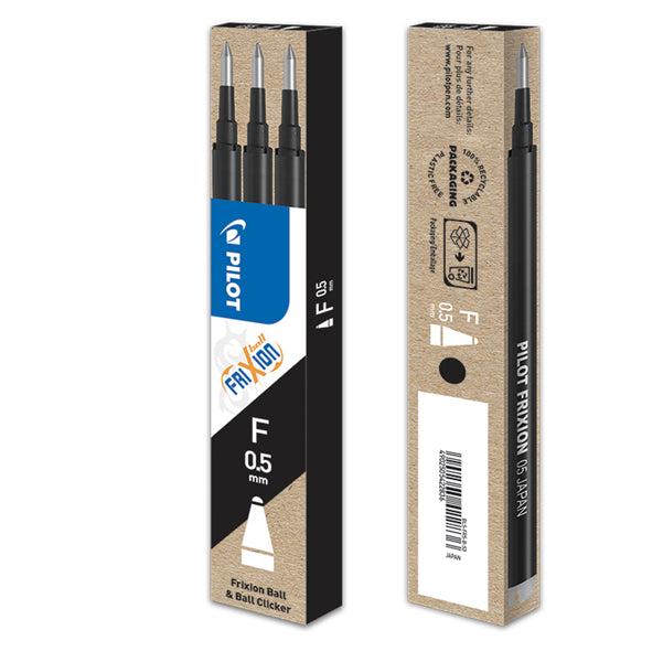 PILOT - 006570 - Refill sfera a scatto Frixionball Clicker - punta 0,5mm - nero - Pilot - conf. 3 pezzi
