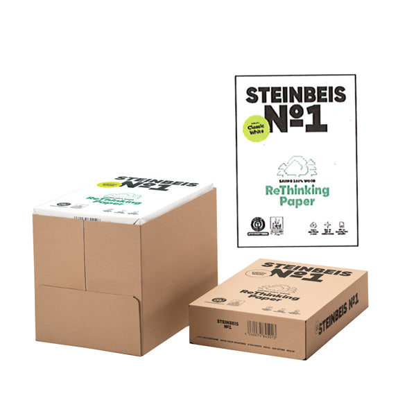 STEINBEIS - 6831drop - Carta bianca STEINBEIS N.1 - A4 - 80gr - risma da 500 fogli - 100 riciclata - ordine drop max 25 risme