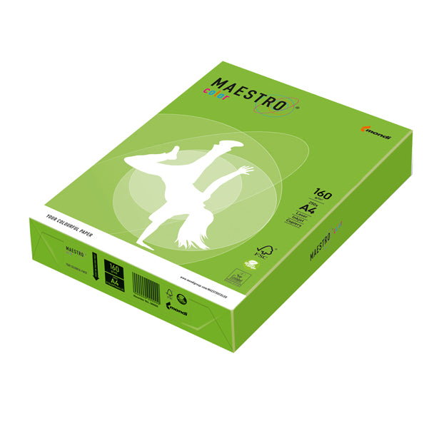MONDI - 7243 - Carta Maestro Color - A4 - 160 gr - verde forte MA42 - Mondi - conf. 250 fogli
