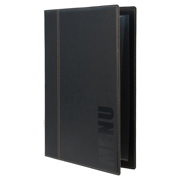 SECURIT - MC-TRA4-BL - PortamenU' Trendy - 1 inserto doppio incluso - A4 - 24 x 34 cm - nero - Securit