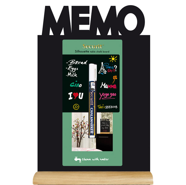 SECURIT - FBT-MEMO - Lavagna da tavolo Silhouette - 34,5 x 21 cm - forma memo - nero - Securit