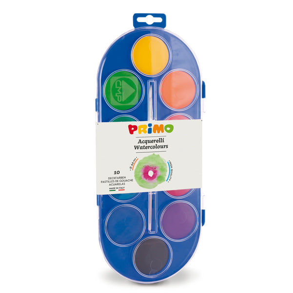 PRIMO - MOROCOLOR - 120A10SG - Pastiglie Acquerelli - D 44mm - colori assortiti - Primo - astuccio 10 pastiglie