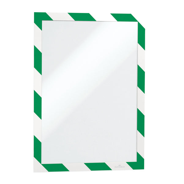 DURABLE - 4944-131 - Cornice Duraframe Security - adesiva - pannello magnetico - A4 (21 x 29,7 cm) - verde-bianco - Durable
