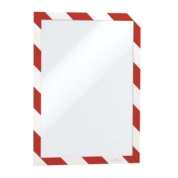 DURABLE - 4944-132 - Cornice Duraframe Security - adesiva - pannello magnetico - A4 (21 x 29,7 cm) - rosso-bianco - Durable