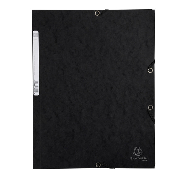 EXACOMPTA - 55501E - Cartellina con elastico - cartoncino lustrE' - 3 lembi - 400 gr - 24x32 cm - nero - Exacompta