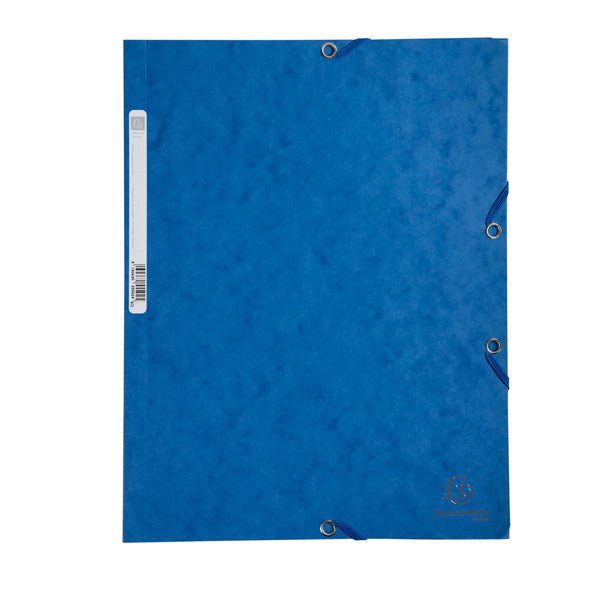 EXACOMPTA - 55502E - Cartellina con elastico - cartoncino lustrE' - 3 lembi - 400 gr - 24x32 cm - blu - Exacompta
