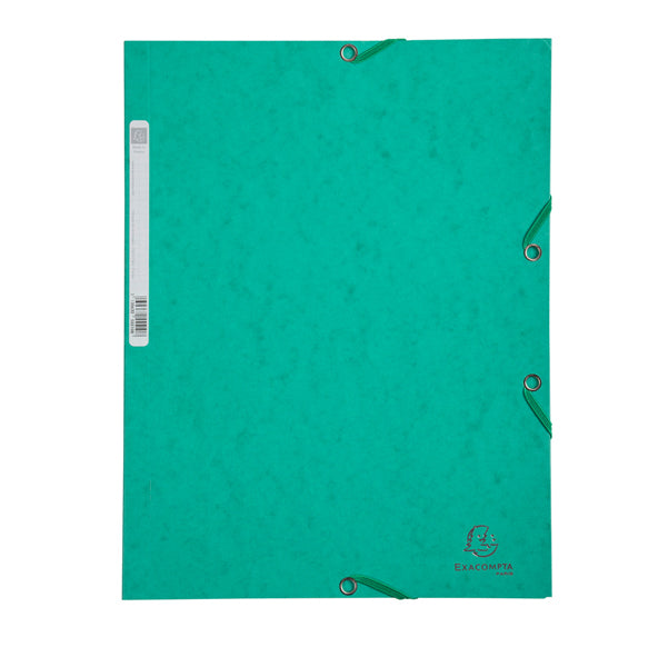 EXACOMPTA - 55503E - Cartellina con elastico - cartoncino lustrE' - 3 lembi - 400 gr - 24x32 cm - verde - Exacompta