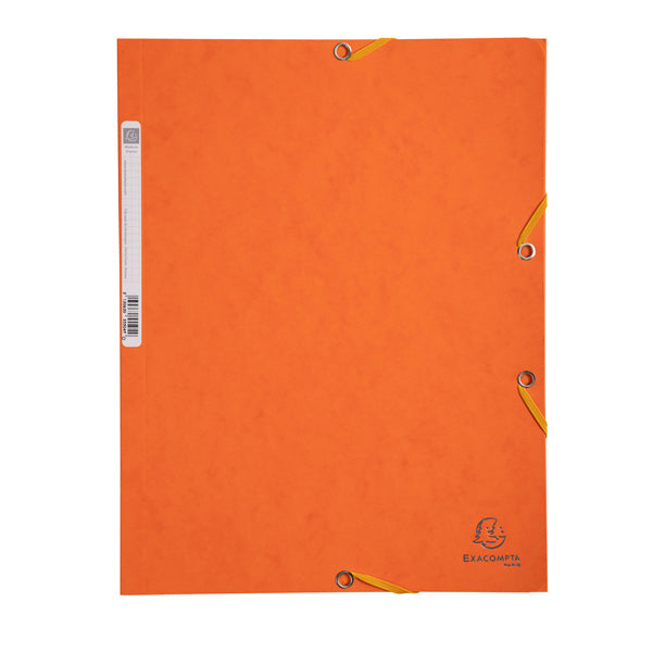 EXACOMPTA - 55504E - Cartellina con elastico - cartoncino lustrE' - 3 lembi - 400 gr - 24x32 cm - arancio - Exacompta