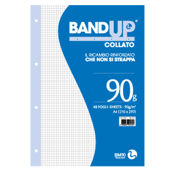 BM - 0106435 - Blocco collato BandUp - fori rinforzati - A4 - quadretto 4mm - 40 fogli - 90gr - BM