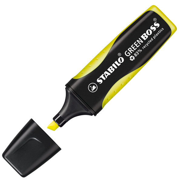 STABILO - 6070-24 - Evidenziatore Green Boss - punta a scalpello - tratto 2 - 5 mm - giallo 24 - 83 plastica riciclata - Stabilo