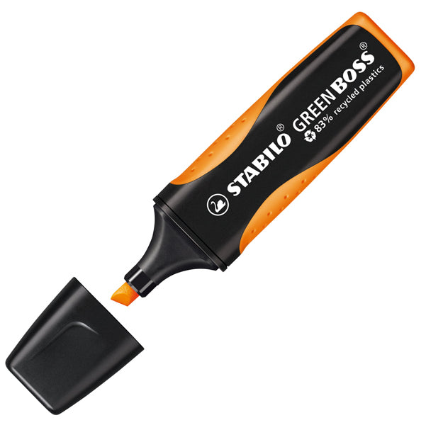 STABILO - 6070-54 - Evidenziatore Green Boss - punta a scalpello - tratto 2 - 5 mm - arancio 54 - 83 plastica riciclata - Stabilo