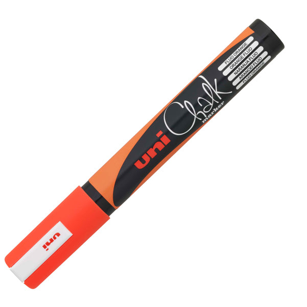UNI MITSUBISHI - M PWE5M ACF - Marcatore a gesso liquido Uni Chalk Marker - punta tonda da 1,80-2,50mm - arancio fluo - Uni Mitsubishi