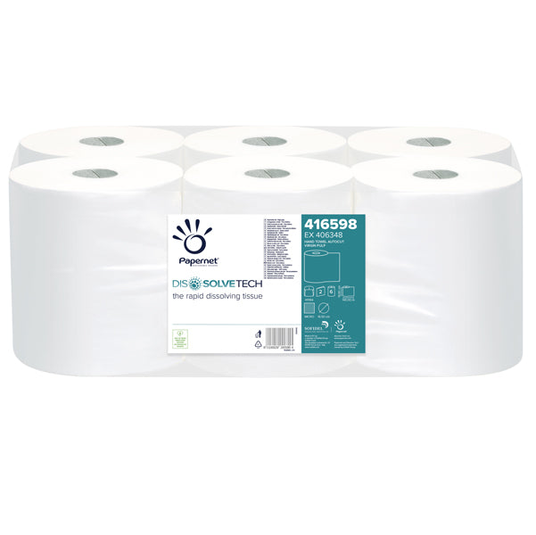 PAPERNET - 416598 - Asciugamani in rotolo Autocut Dissolve Tech - goffratura micro - 2 veli - 20 gr -19,8 cm x 140 mt - diametro 18,5 cm - Papernet