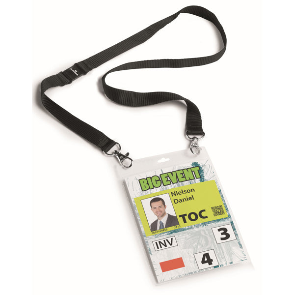 DURABLE - 8525-01 - Portanome A6 per eventi - cordoncino nero - Durable - conf. 10 pezzi