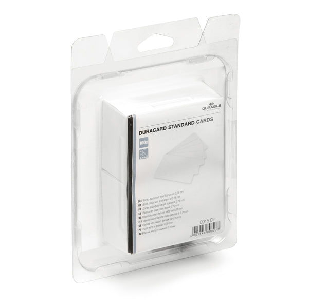 DURABLE - 8915-02 - Tessere bianche per stampante Duracard ID 300 - spessore 0,76 mm - 54 x 86 mm - Durable - conf. 100 pezzi