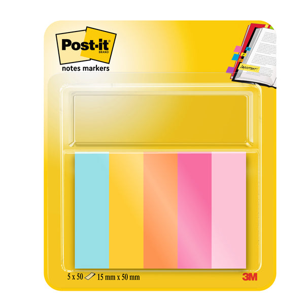 POST-IT - 63135 - Segnapagina Post it - 670-5JA-EU - in carta - 12,7 x 44 mm - 5 colori assortiti - Post it - conf. 250 pezzi