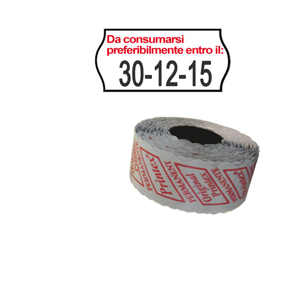 PRINTEX - 2612sfp14st - Rotolo da 1000 etichette a onda per Printex Smart 8-2612 - DA CONSUMARSI… - 26x12 mm - adesivo permanente - bianco - Printex - pack 10 rotoli