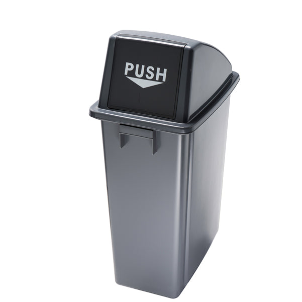 MEDIALINTERNATIONAL - 114210 - Contenitore Office - con coperchio push - per rifiuto secco - 33x46x79 cm - 60 L - grigio-nero - Medial International