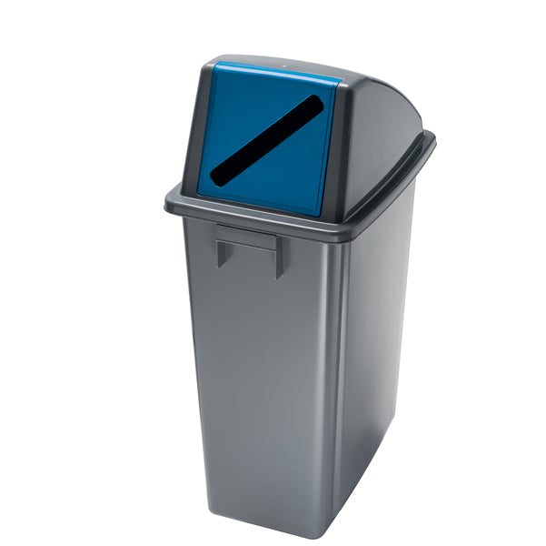 MEDIALINTERNATIONAL - 114215 - Contenitore Office - con feritoia per carta - 33x46x79 cm - 60 L - grigio-blu - Medial International