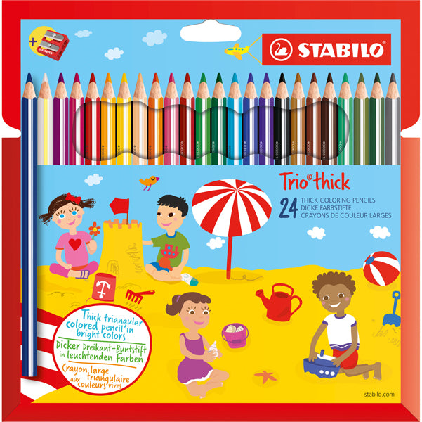 STABILO - 203-2-24 - Matite colorate Trio Thick - diametro mina 4,2 mm - con temperino - colori assortiti - Stabilo - astuccio 24 pezzi